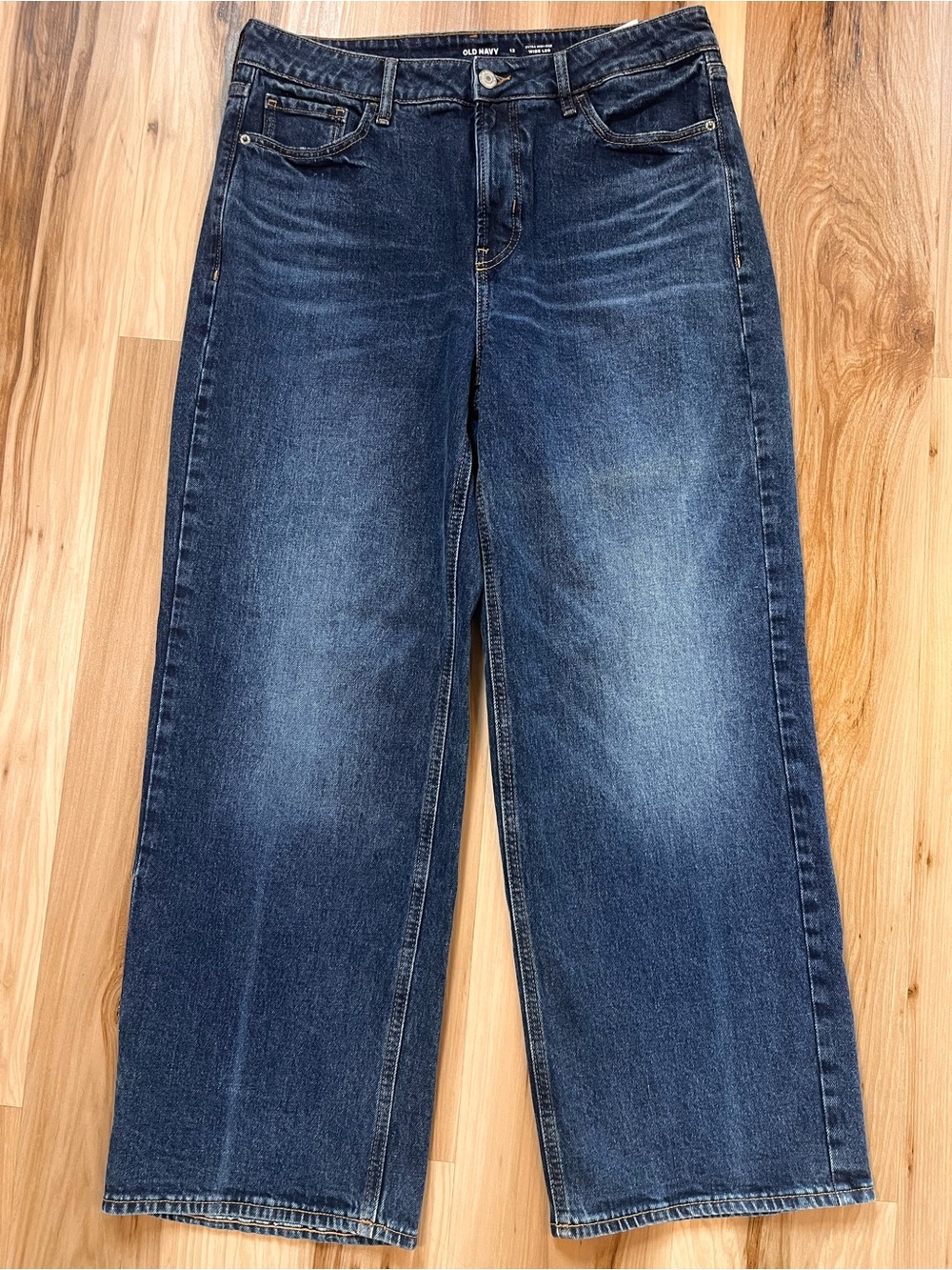 Old Navy Women’s Size 12 Extra High Rise Wide Leg Jeans Dark Wash Denim